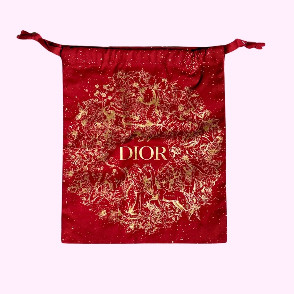 NWT Christian Dior Lunar New Year Silk Dust Bag Red Gold Collectible Rare